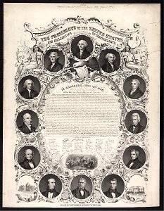 The presidents of the United States and Declaration of Independence - on stone by J. Britton ; lith. of Wm. Endicott & Co., 59 Beckman St., N. York. LCCN2003664208