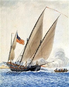 The Pinco Conception in Battle with Xebec Le Volcan, 1804 (cropped detail), by Nicolas Cammillieri 1088327X