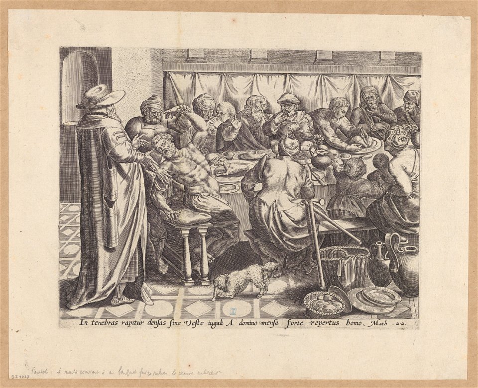 The parable of the wedding banquet 1585 print by Ambrosius Francken I, S.I 1027, Prints Department, Royal Library of Belgium