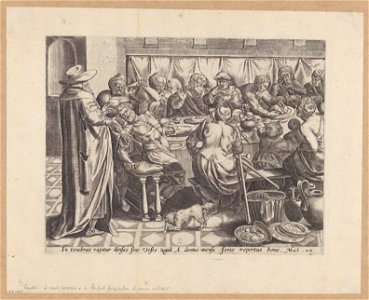 The parable of the wedding banquet 1585 print by Ambrosius Francken I, S.I 1027, Prints Department, Royal Library of Belgium