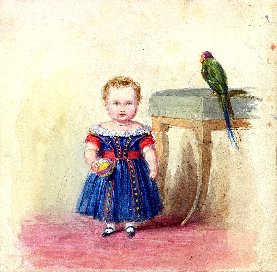 The Prince of Wales with a parrot by Queen Victoria
