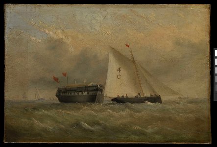 The pilot cutter Fox and a quarantine hulk off Binstead RMG BHC3350