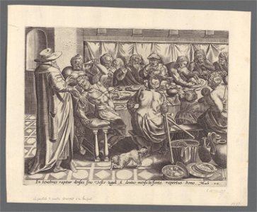 The parable of the wedding banquet 1585 print by Ambrosius Francken I, S.II 136377, Prints Department, Royal Library of Belgium