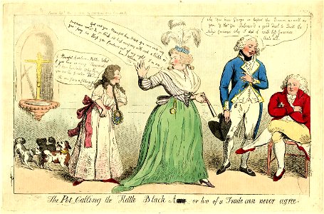 The pot calling the kettle black a (letters obliterated) or two of a trade can never agree (BM J,4.107)