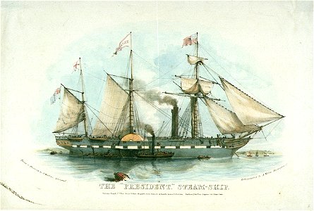 The President Steam-Ship. Extreme length 275 Feet- Beam 11 Feet- Breadth from outside of Paddle-boxes 72 Feet 6in- Burthen 2366 Tons- Engines 540 Horse power RMG PU6704