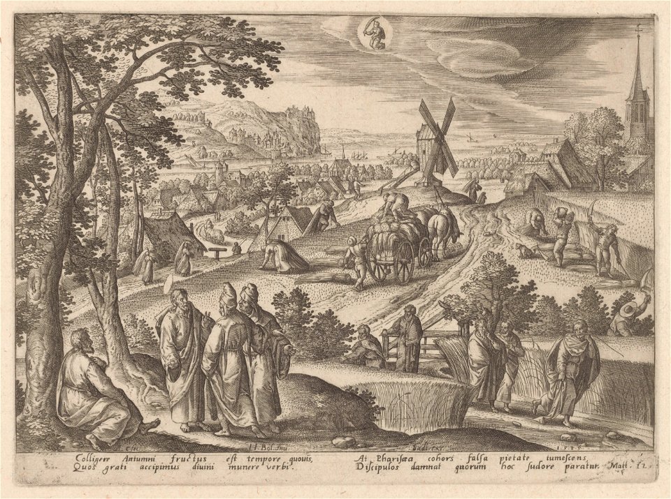 The plucking of ears of corn on Sabbath day 1585 print by Hans Bol, S.IV 2262, Prints Department, Royal Library of Belgium