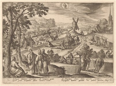 The plucking of ears of corn on Sabbath day 1585 print by Hans Bol, S.IV 2262, Prints Department, Royal Library of Belgium