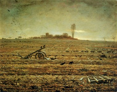 The Plain of Chailly with Harrow and Plough, Jean-François Millet. Free illustration for personal and commercial use.