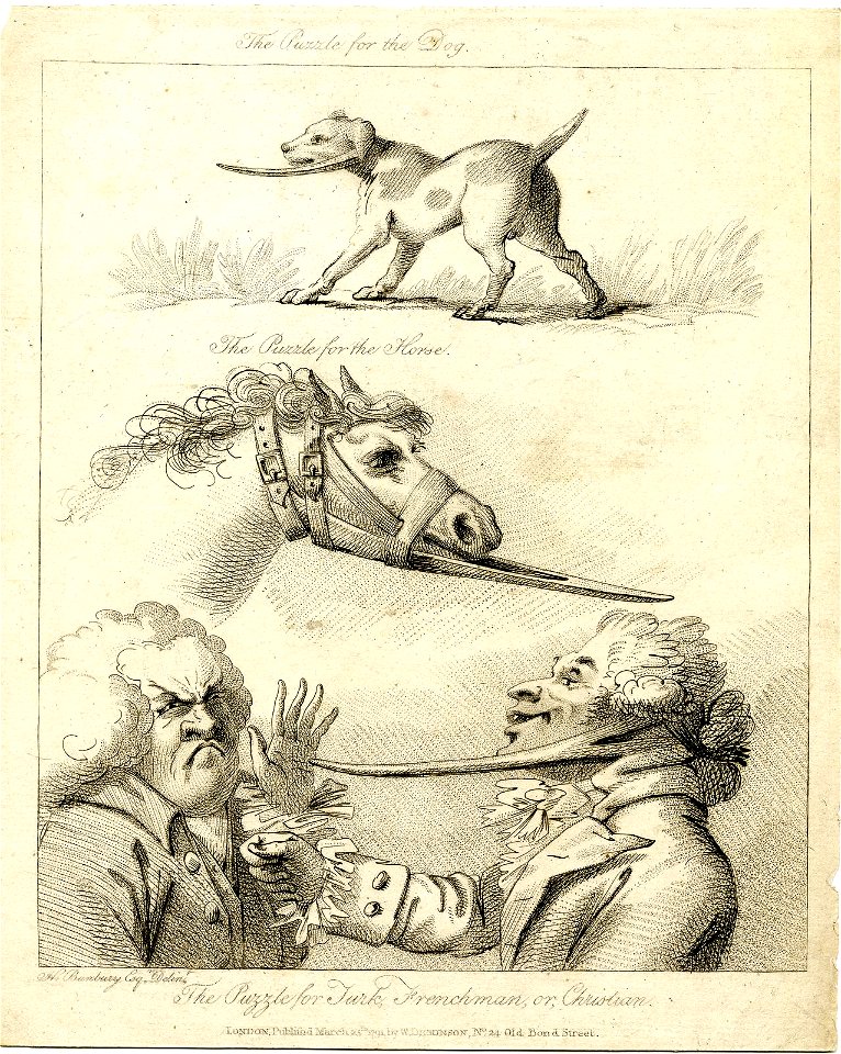 The Puzzle for the Dog; the Puzzle for the Horse; the Puzzle for Turk, Frenchman or Christian (BM 1948,0214.465)