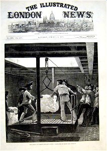 The Prince of Wales's voyage to India - taking ice on board HMS Serapis, ILN 1875