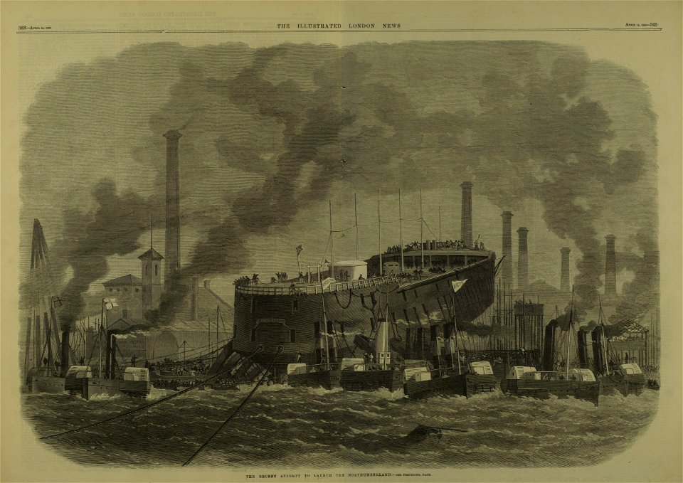 The Recent Attempt to Launch the Northumberland - ILN 1866