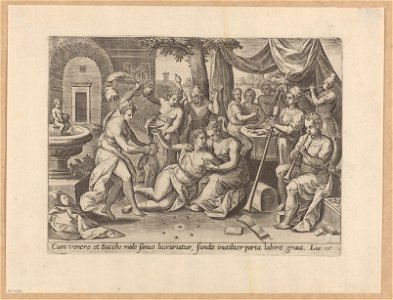 The Prodigal Son wasting his substance 1585 print by Chrispijn van den Broeck, S.I 1030, Prints Department, Royal Library of Belgium