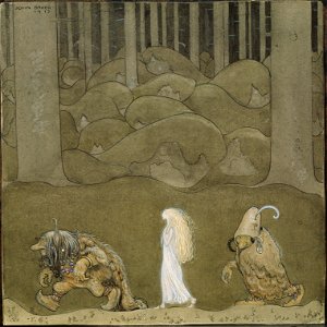 The Princess and the Trolls (John Bauer) - Nationalmuseum - 24305. Free illustration for personal and commercial use.