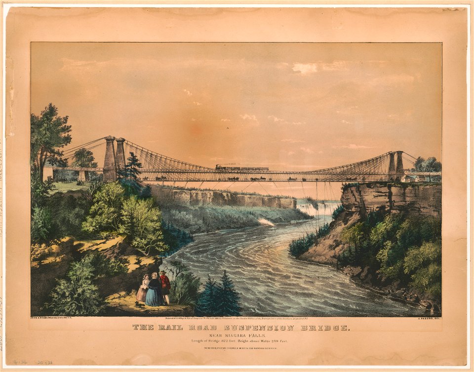 The Rail road suspension bridge near Niagara Falls - John A. Roebling, Esq. engineer ; C. Parsons del. LCCN2001703754