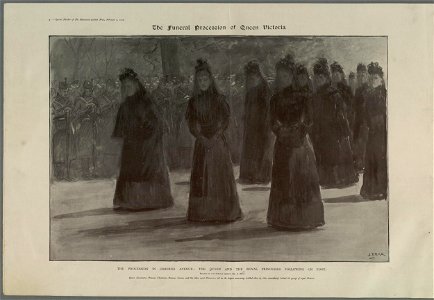 The procession in Osborne Avenue the Queen and the Royal Princesses following on foot (5254881)