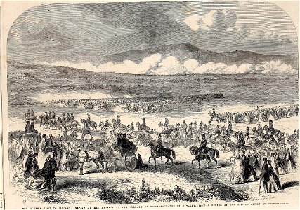 The Queen's Visit to Ireland, review by Her Majesty on the Curragh of Kildare, Charge of Cavalry - ILN 1861