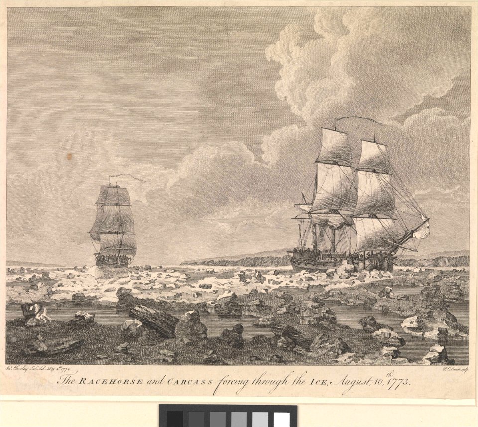 The Racehorse and Carcass forcing through the Ice, August 10th, 1773 RMG PW7945