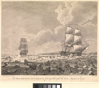 The Racehorse and Carcass forcing through the Ice, August 10th, 1773 RMG PW7945