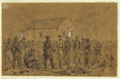 The rebel dodge to cover the retreat into Virginia. Flag of truce to look after the wounded LCCN2004660247