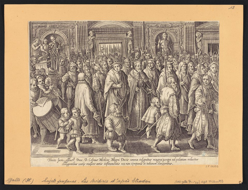 The Return of Cosimo I to His Palace ca.1582 print by Stradanus, S.I 54393, Prints Department, Royal Library of Belgium