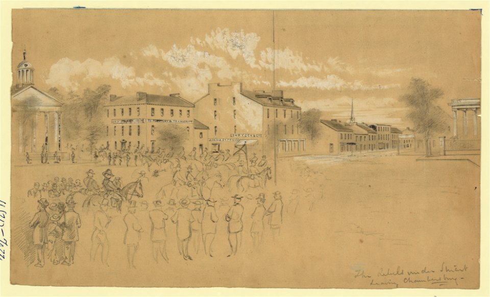 The rebels under Stuart leaving Chambersburg LCCN2004661330