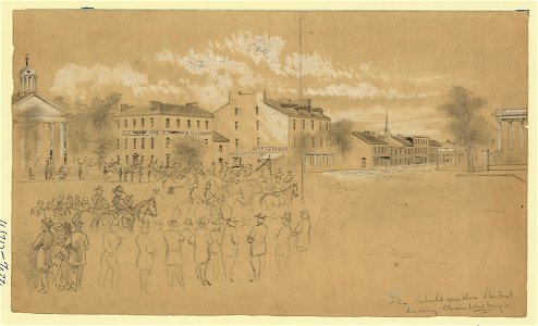 The rebels under Stuart leaving Chambersburg LCCN2004661330