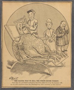 The proper way to kill the White House turkey Now that the president's attention has been called to it by the humane officer he will doubtless have his Thanksgiving bird executed in this LCCN2013651589