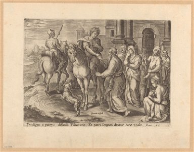 The Prodigal Son Leaving His Father's House 1585 print by Chrispijn van den Broeck, S.I 1029, Prints Department, Royal Library of Belgium