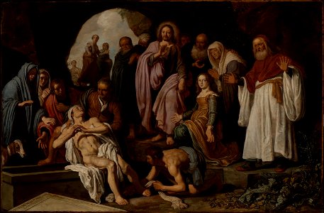 The Raising of Lazarus by Pieter Lastman Mauritshuis 393. Free illustration for personal and commercial use.