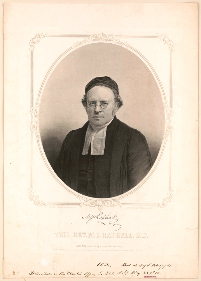 The Rev. M.J. Raphall, D.D. - lith. by F. D'Avignon, 323 Broadway ; P. Haas' Daguerpe. 289 Broadway, N.Y. LCCN2013645256