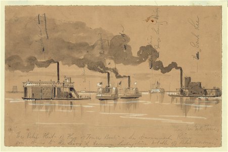 The rebel fleet of flag of truce boats in the Savannah River going down to the Leary & Hermann Livingstone to take off rebel prisoners LCCN2004660498