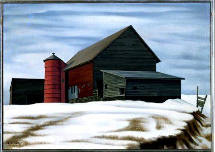 The Ricks Barn, Woodstock by George Ault (1940). Free illustration for personal and commercial use.
