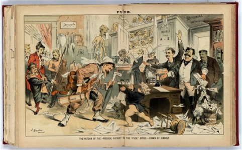 The return of the prodigal father at the Puck office - drawn by himself - J. Keppler. LCCN92520934