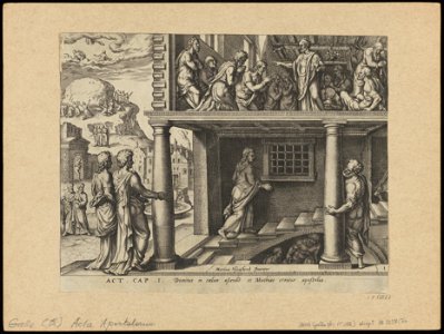 The Return of The Apostles from Mount Olivet and The Election of Matthias as Apostle 1575 print by Maarten van Heemskerck, S.I 55821, Prints Department, Royal Library of Belgium