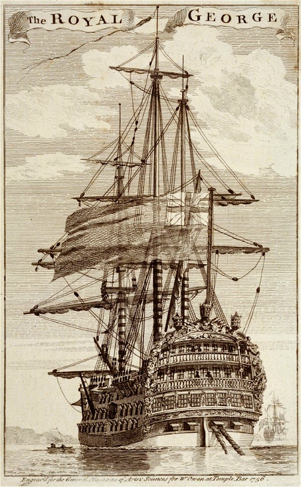The Royal George. Engrav'd for the General Magazine of Arts and Sciences for W Owen at Temple Bar 1756 RMG PU5958