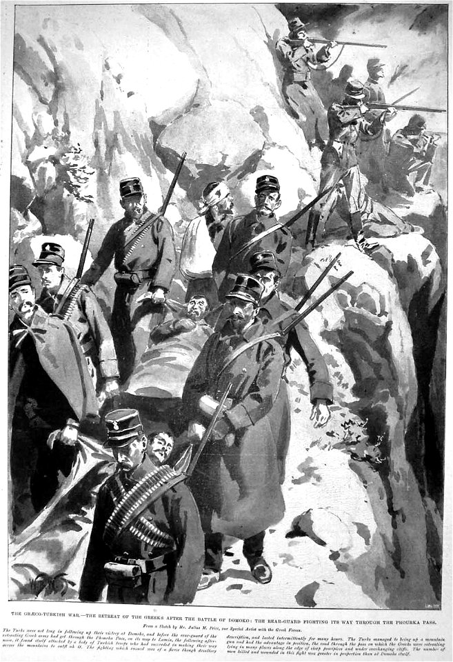 The retreat of the Greeks after the Battle of Domoko - The rear-guard fighting its way through the Phourka Pass