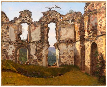 The Ruins of Brahehus near Jönköping, Sweden. Study (Frederik Hansen Sødring) - Nationalmuseum - 212132