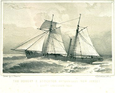 The Robert F. Stockton, afterwards New Jersey. Captn. Ericsson, 1839 RMG PU6701. Free illustration for personal and commercial use.