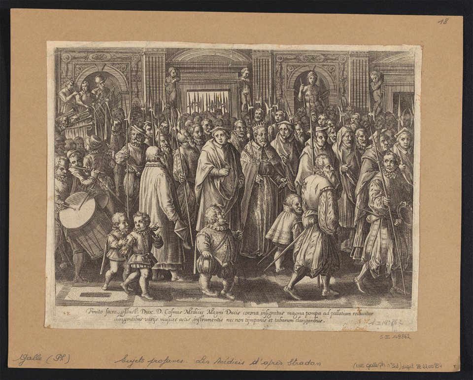 The Return of Cosimo I to His Palace ca.1582 print by Stradanus, S.II 149862, Prints Department, Royal Library of Belgium