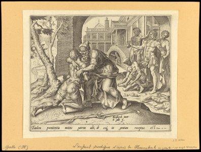 The Return of The Prodigal Son 1562 print by Maarten van Heemskerck, S.I 55740, Prints Department, Royal Library of Belgium