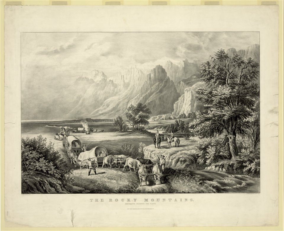 The Rocky Mountains - emigrants crossing the plains - F.F. Palmer, del. ; Currier & Ives lith., N.Y. LCCN92504636