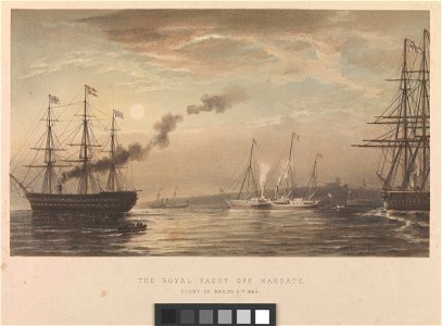 The Royal Yacht off Margate, Night of March 5th 1863 RMG PU6574. Free illustration for personal and commercial use.