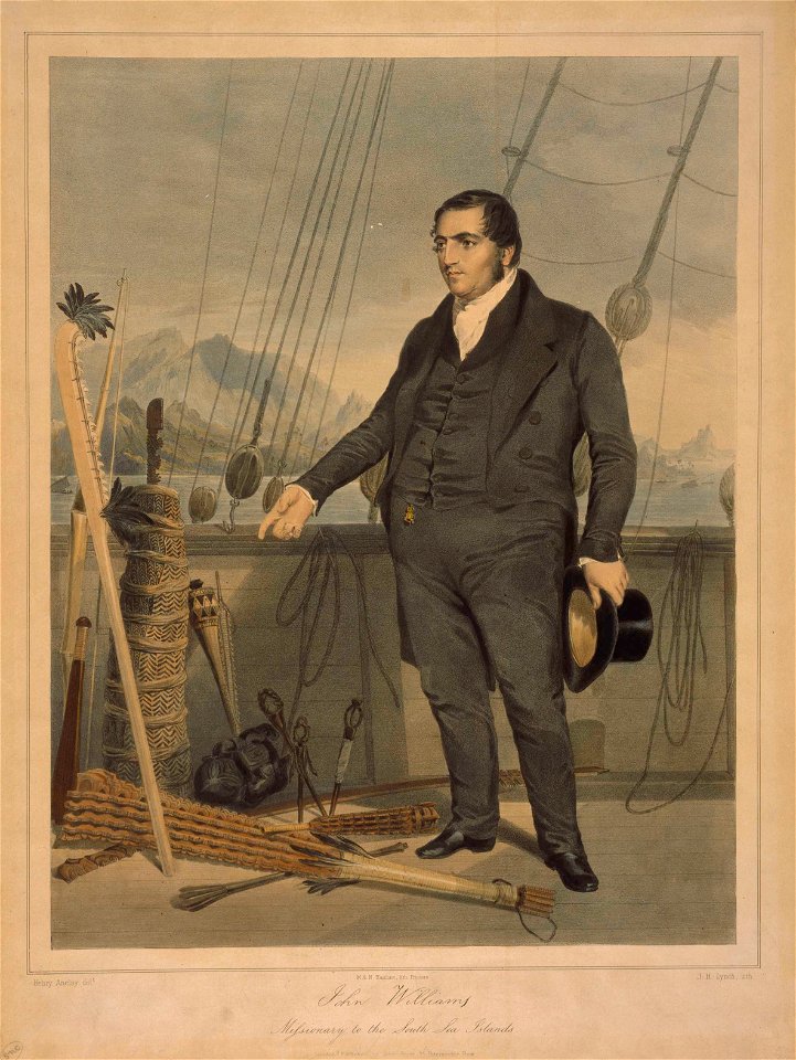 The Reverend John Williams on Board Ship with Native Implements, in the South Sea Islands