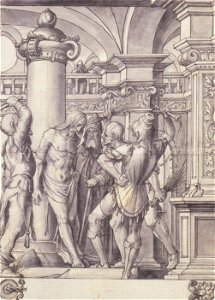 The Scourging of Christ, design for a stained glass window by Hans Holbein the Younger
