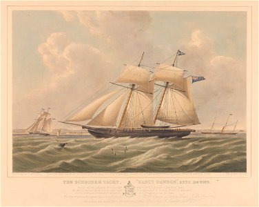 The Schooner Yacht, Nancy Dawson, R.T.Y.C - built for the Late Robt Shedden, Esq. Who died on board at Mazatlan, 16 Novr 1849, whilst cruising in Search of Sir John Franklin's expedition. The only Yacht that ever RMG PY8676