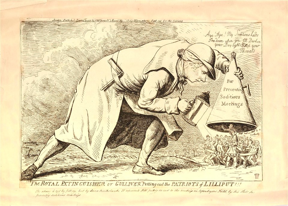 The royal extinguisher or Gulliver putting out the patriots of Lilliput!!! (BM 1851,0901.765 1)