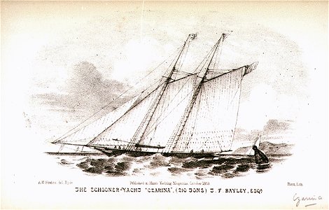 The Schooner - Yacht Czarina (210 Tons) J.T. Bayley, Esqr. Published in Hunt's Yachting Magazine October 1853 RMG PU6547