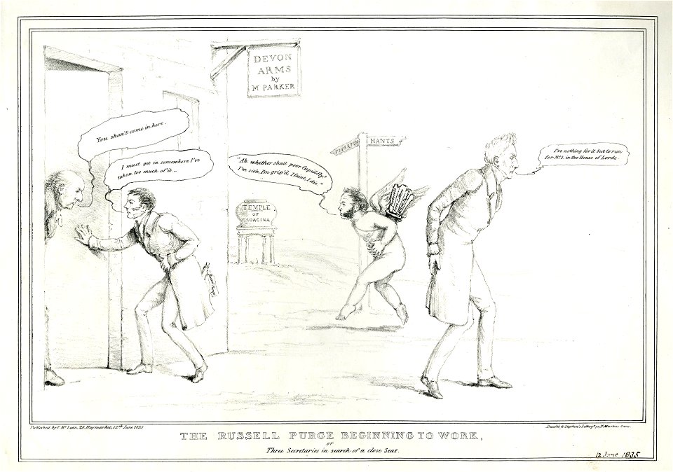 The Russell purge beginning to work, or, Three Secretaries in search of a close seat (BM 1868,0808.9498)