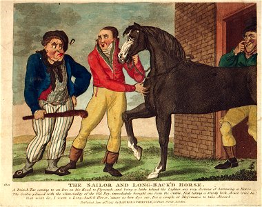 The Sailor and Long-Back'd Horse. (caricature) RMG PU4775. Free illustration for personal and commercial use.