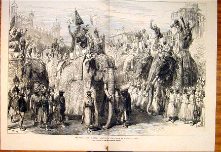 The Royal Visit to India, Arrival of the Prince of Wales at Agra - ILN 1876. Free illustration for personal and commercial use.